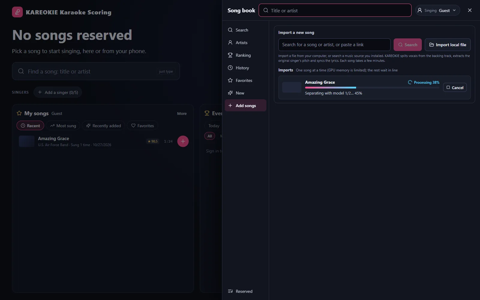 Local files and optional music sources